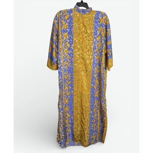 Vintage Ruth Norman Caftan Dress Womens Small Floral Lounge Mumu USA Saks